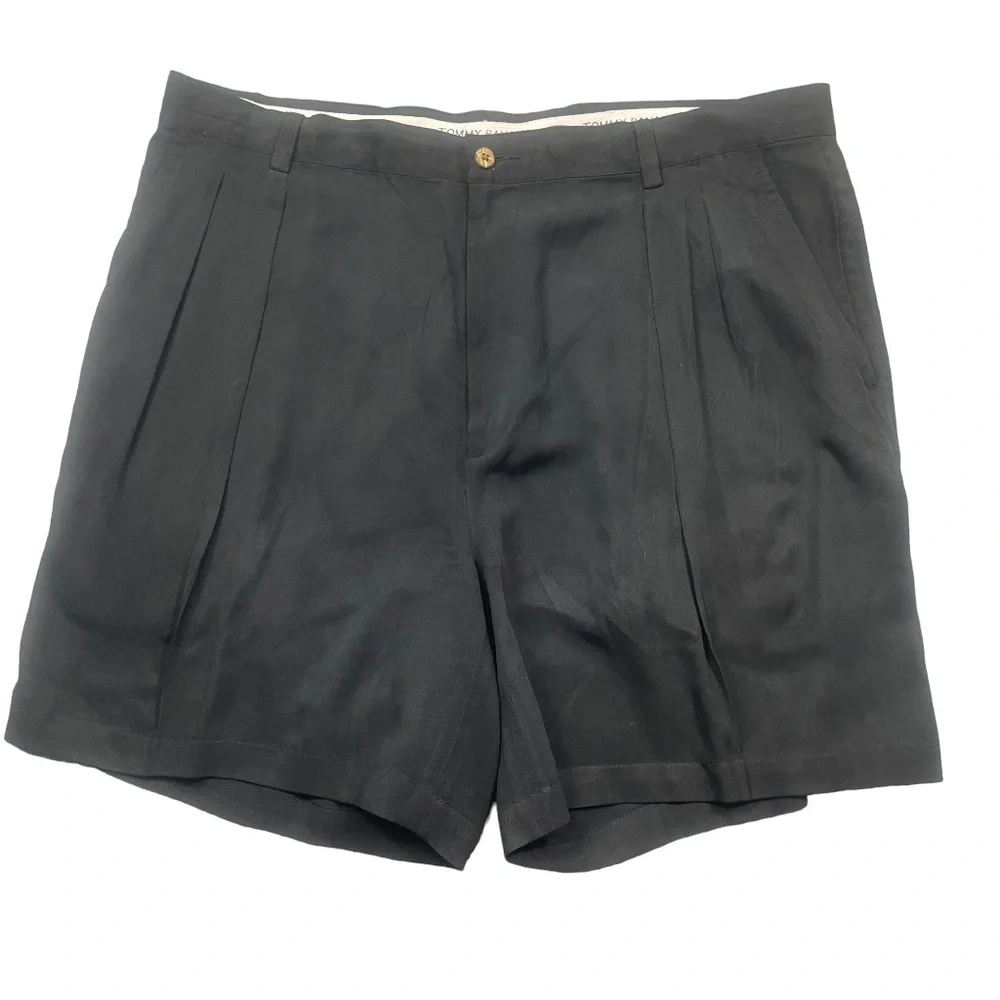 Tommy Bahama 40 Black Pleastd Mens Shorts 100%‎ Silk Pockets